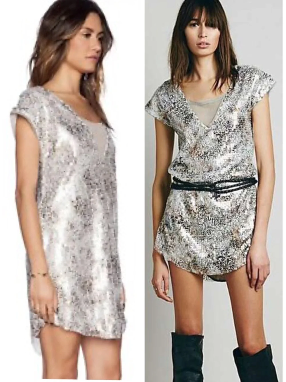 Free People Midnight Dreamer Shattered Glass Mini Dress Ivory Combo XS EUC